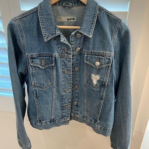 TopShop Denim Cropped Moto Jacket
